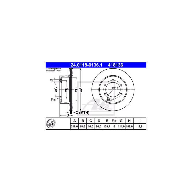 Stabdžių diskas  ATE 24.0118-0136.1