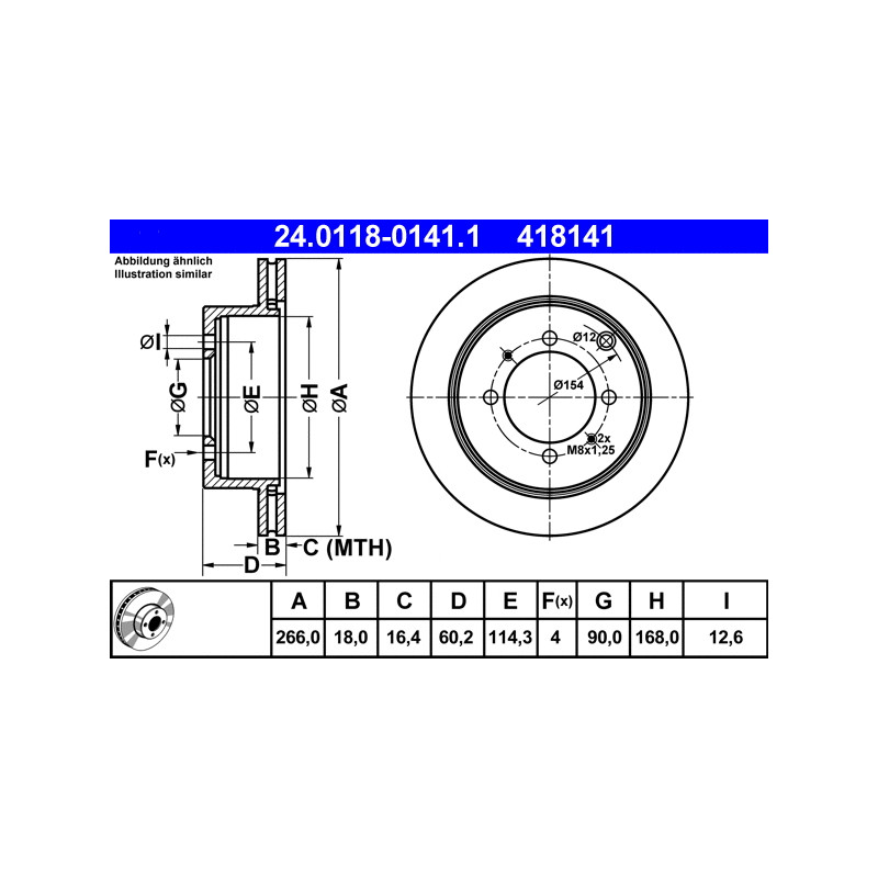 Stabdžių diskas  ATE 24.0118-0141.1