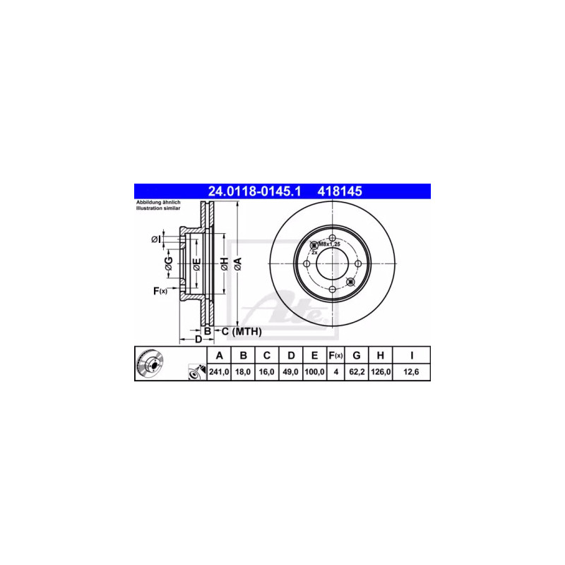 Stabdžių diskas  ATE 24.0118-0145.1