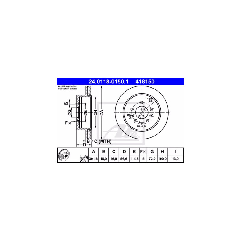 Stabdžių diskas  ATE 24.0118-0150.1