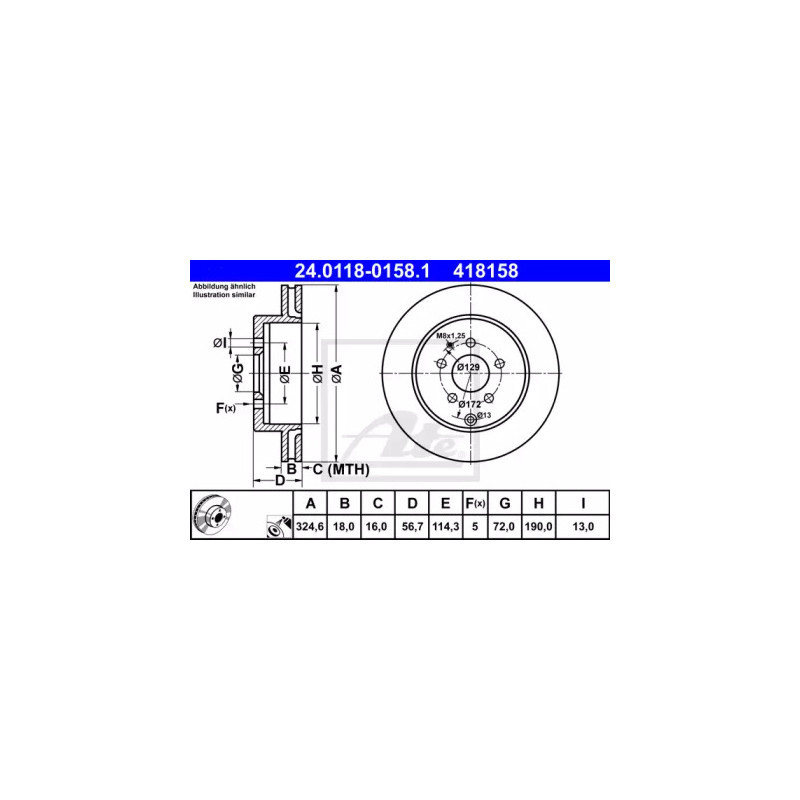 Stabdžių diskas  ATE 24.0118-0158.1