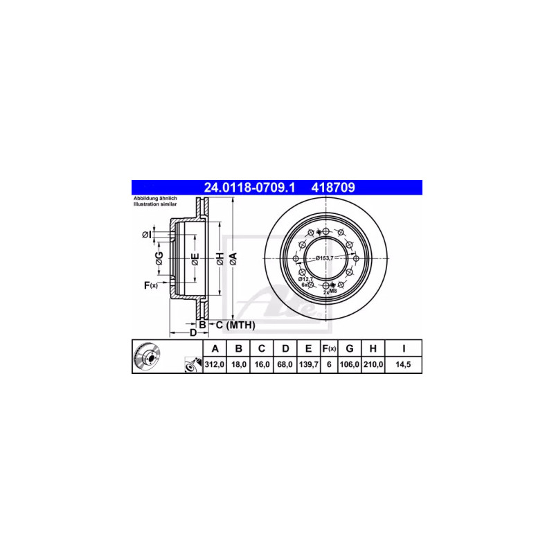 Stabdžių diskas  ATE 24.0118-0709.1