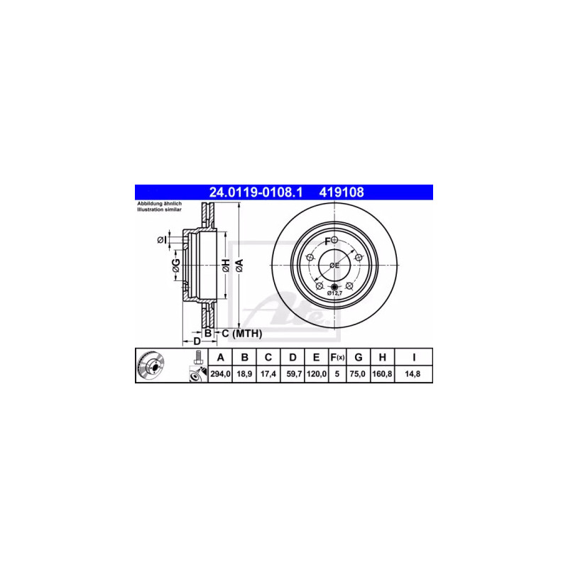 Stabdžių diskas  ATE 24.0119-0108.1