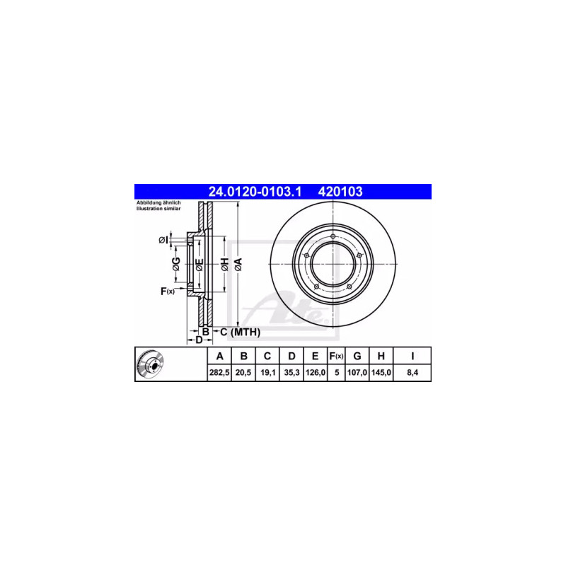 Stabdžių diskas  ATE 24.0120-0103.1