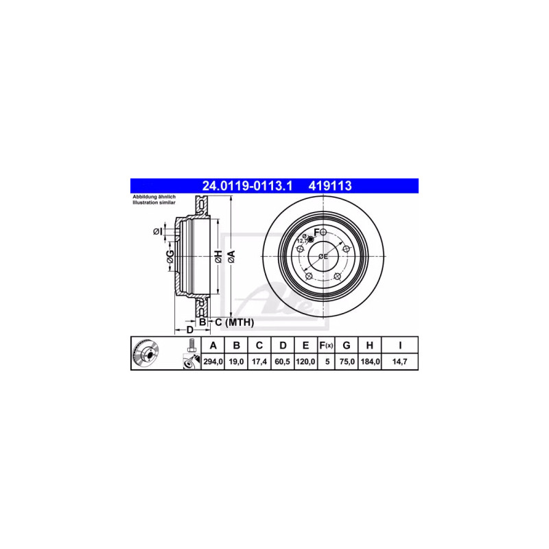 Stabdžių diskas  ATE 24.0119-0113.1