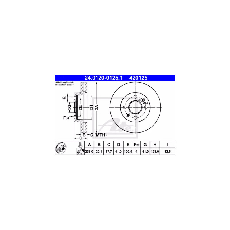 Stabdžių diskas  ATE 24.0120-0125.1