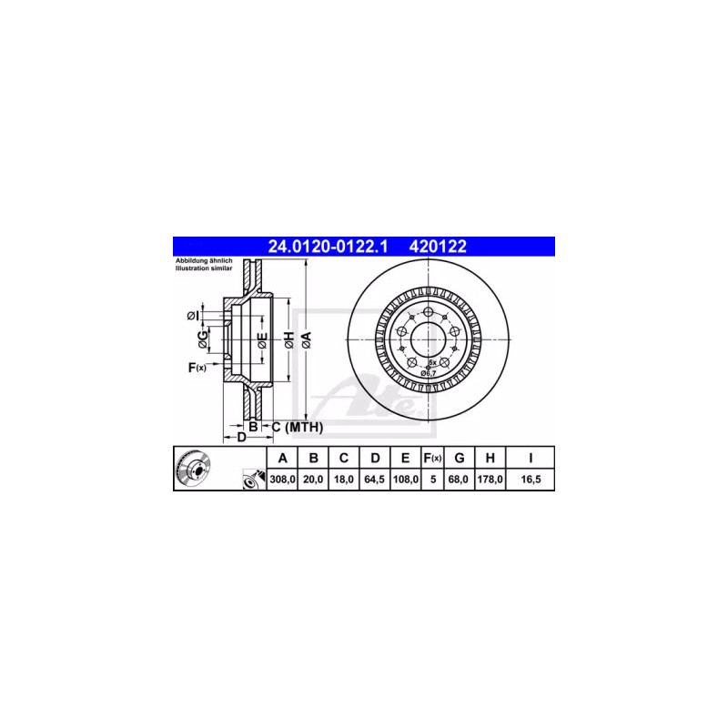 Stabdžių diskas  ATE 24.0120-0122.1