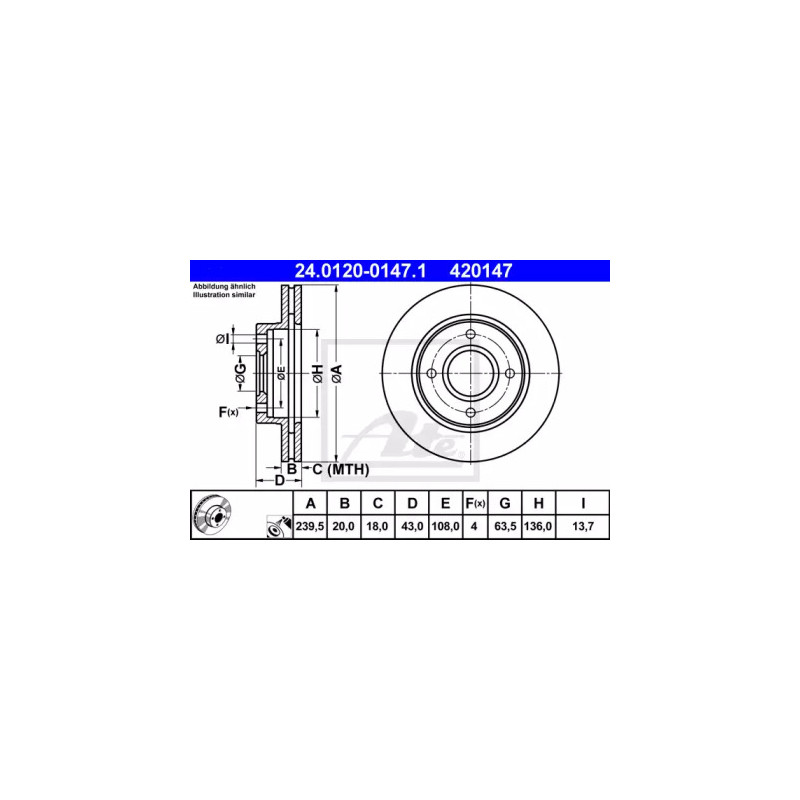 Stabdžių diskas  ATE 24.0120-0147.1