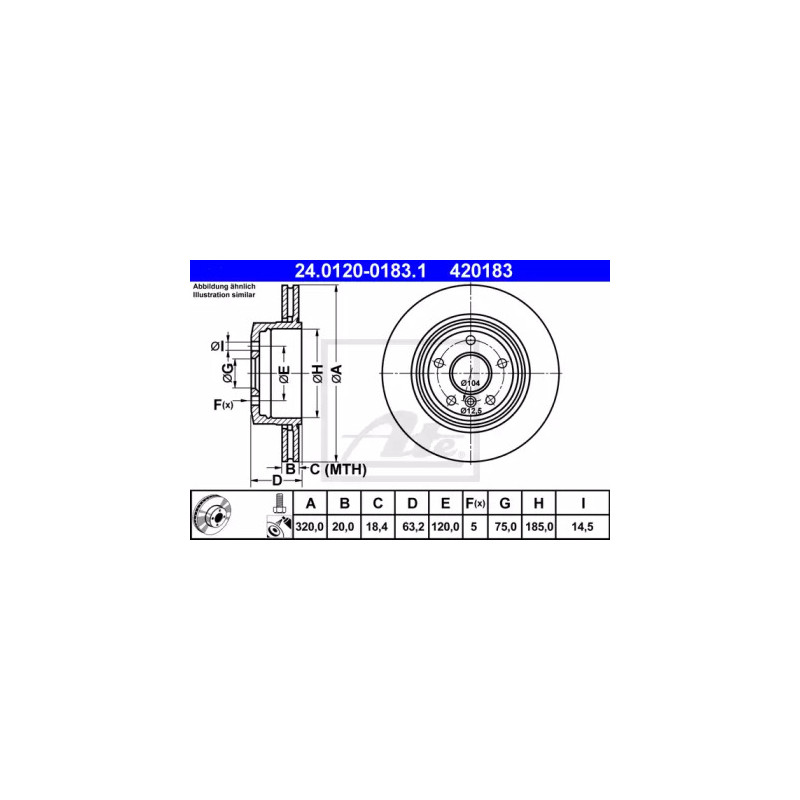 Stabdžių diskas  ATE 24.0120-0183.1