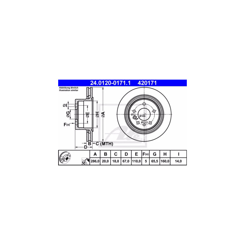 Stabdžių diskas  ATE 24.0120-0171.1