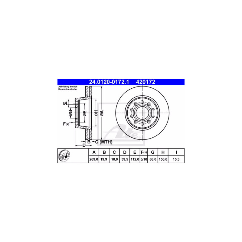Stabdžių diskas  ATE 24.0120-0172.1