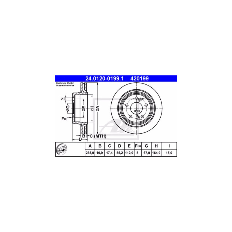 Stabdžių diskas  ATE 24.0120-0199.1