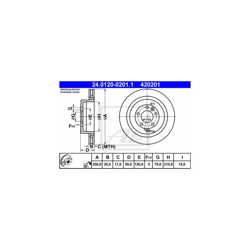 Stabdžių diskas  ATE 24.0120-0201.1