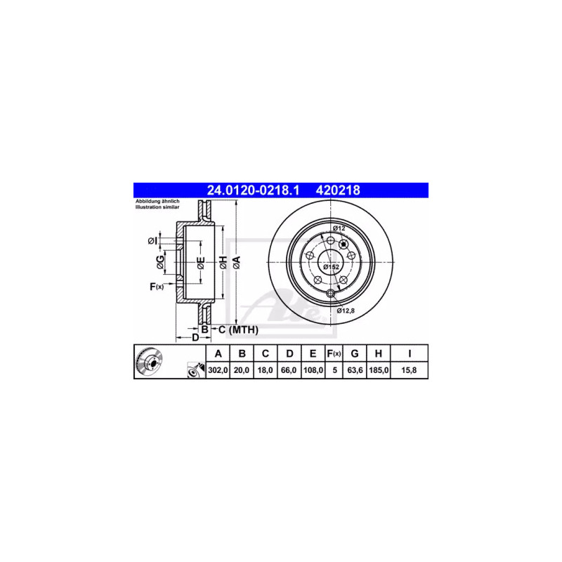 Stabdžių diskas  ATE 24.0120-0218.1