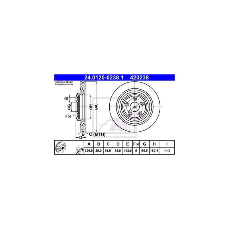 Stabdžių diskas  ATE 24.0120-0238.1