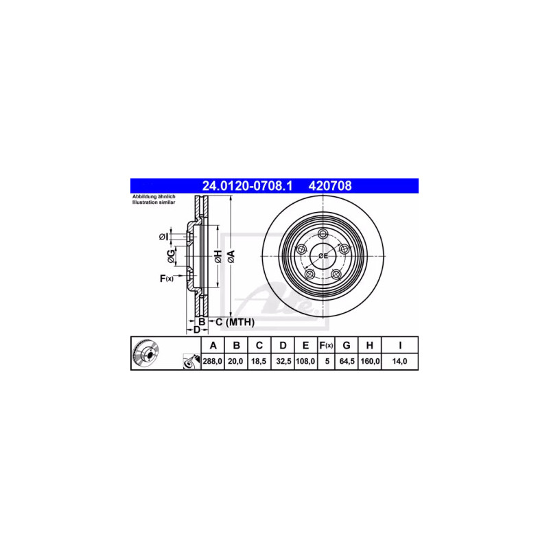 Stabdžių diskas  ATE 24.0120-0708.1
