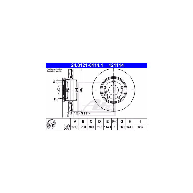 Stabdžių diskas  ATE 24.0121-0114.1
