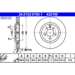 Stabdžių diskas  ATE 24.0122-0100.1