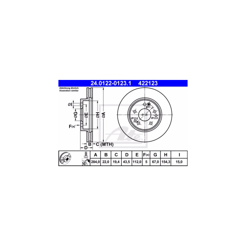 Stabdžių diskas  ATE 24.0122-0123.1
