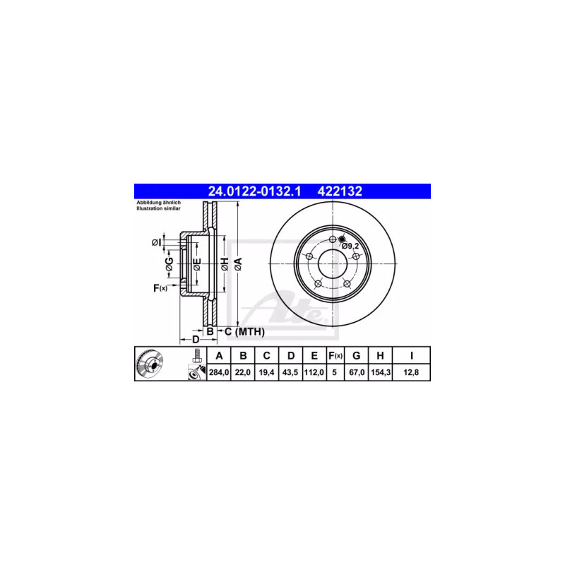 Stabdžių diskas  ATE 24.0122-0132.1
