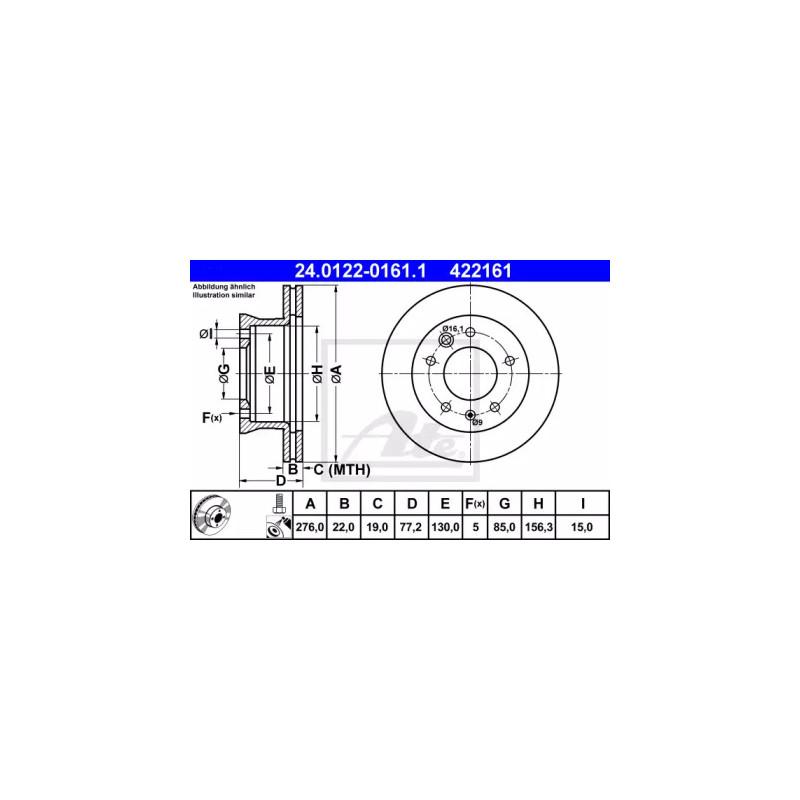 Stabdžių diskas  ATE 24.0122-0161.1