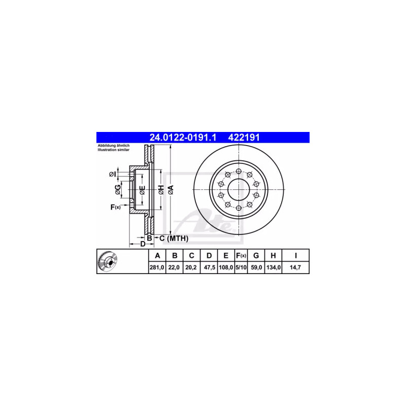 Stabdžių diskas  ATE 24.0122-0191.1