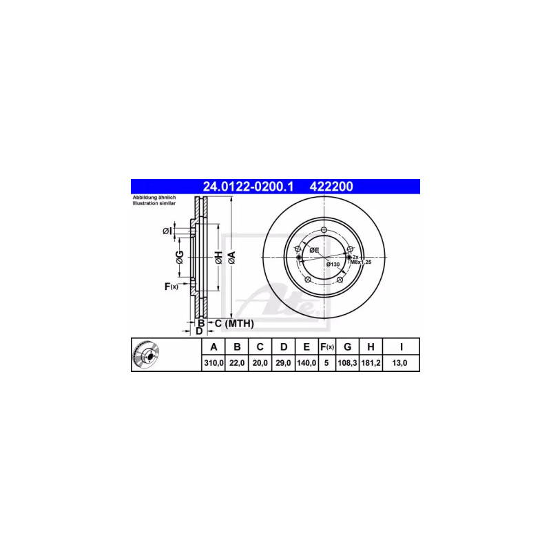 Stabdžių diskas  ATE 24.0122-0200.1