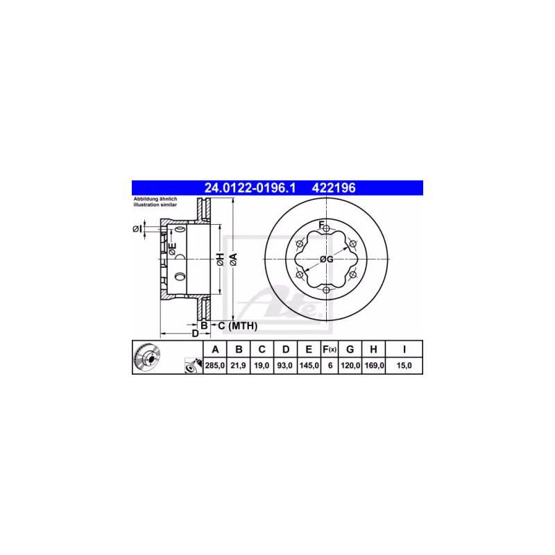 Stabdžių diskas  ATE 24.0122-0196.1