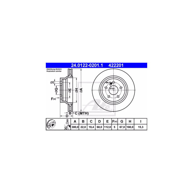 Stabdžių diskas  ATE 24.0122-0201.1