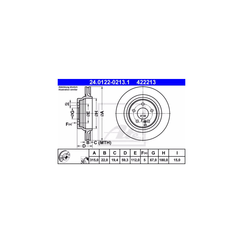 Stabdžių diskas  ATE 24.0122-0213.1