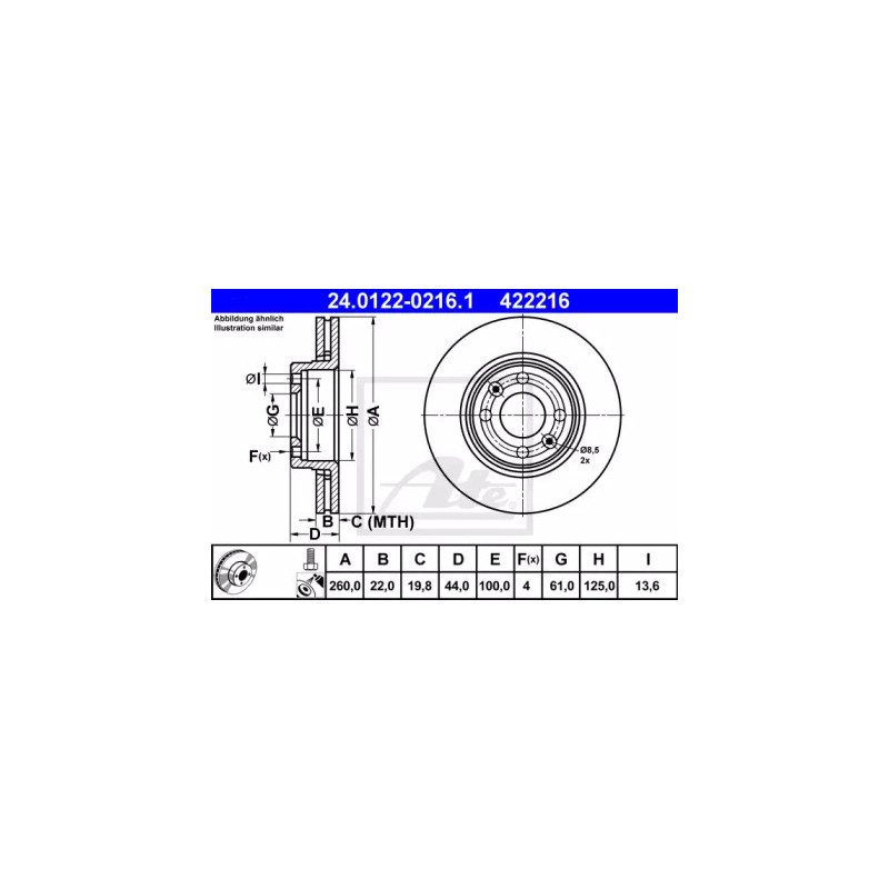 Stabdžių diskas  ATE 24.0122-0216.1