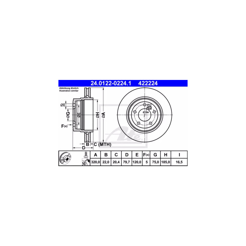 Stabdžių diskas  ATE 24.0122-0224.1