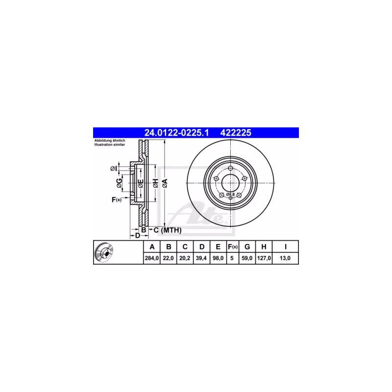 Stabdžių diskas  ATE 24.0122-0225.1