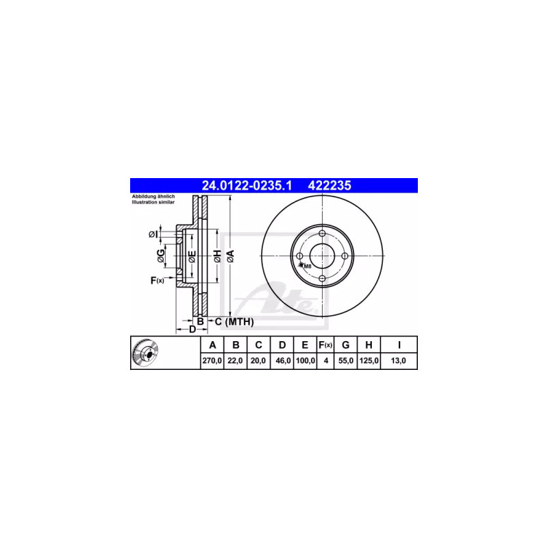 Stabdžių diskas  ATE 24.0122-0235.1