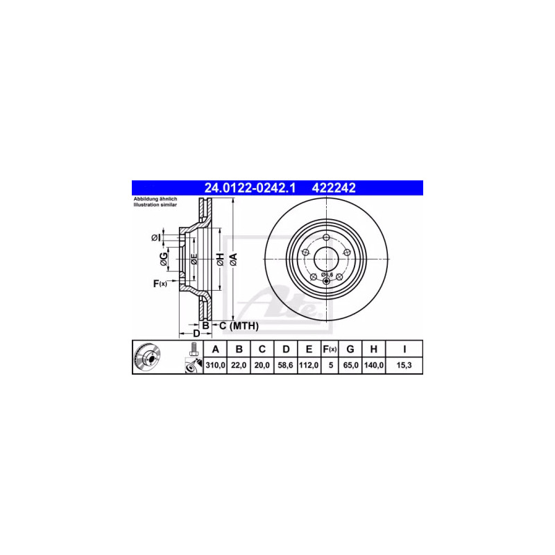 Stabdžių diskas  ATE 24.0122-0242.1