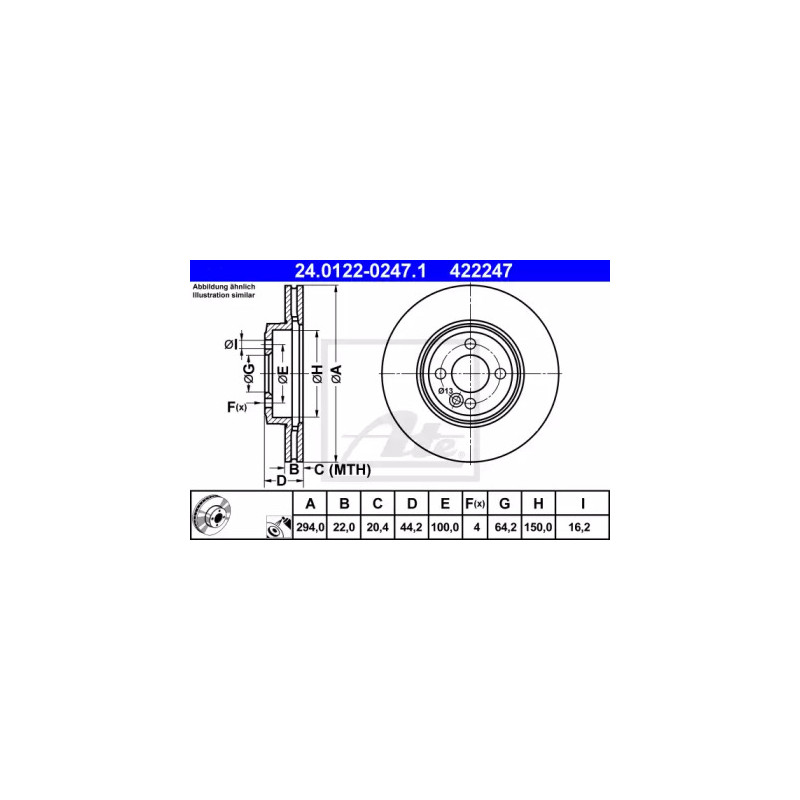 Stabdžių diskas  ATE 24.0122-0247.1