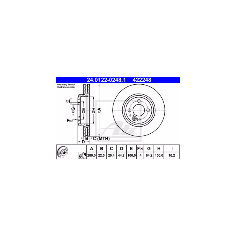 Stabdžių diskas  ATE 24.0122-0248.1