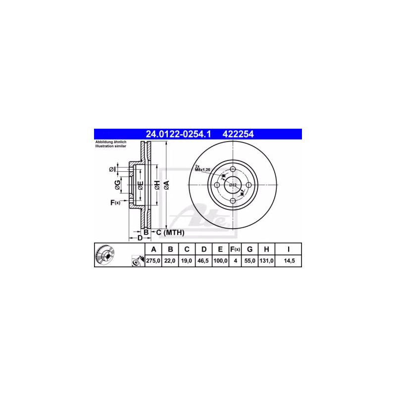Stabdžių diskas  ATE 24.0122-0254.1