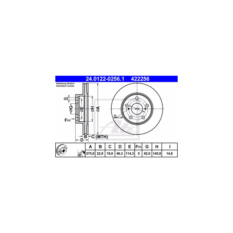 Stabdžių diskas  ATE 24.0122-0256.1