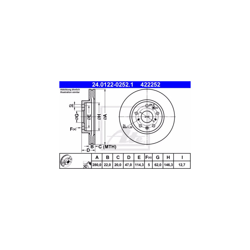 Stabdžių diskas  ATE 24.0122-0252.1
