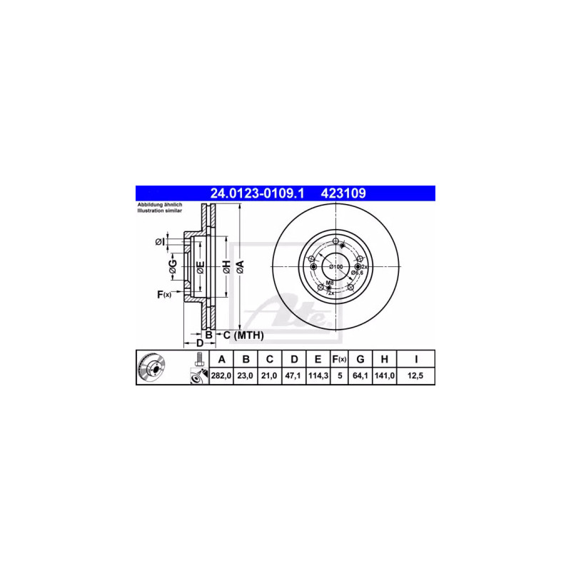 Stabdžių diskas  ATE 24.0123-0109.1