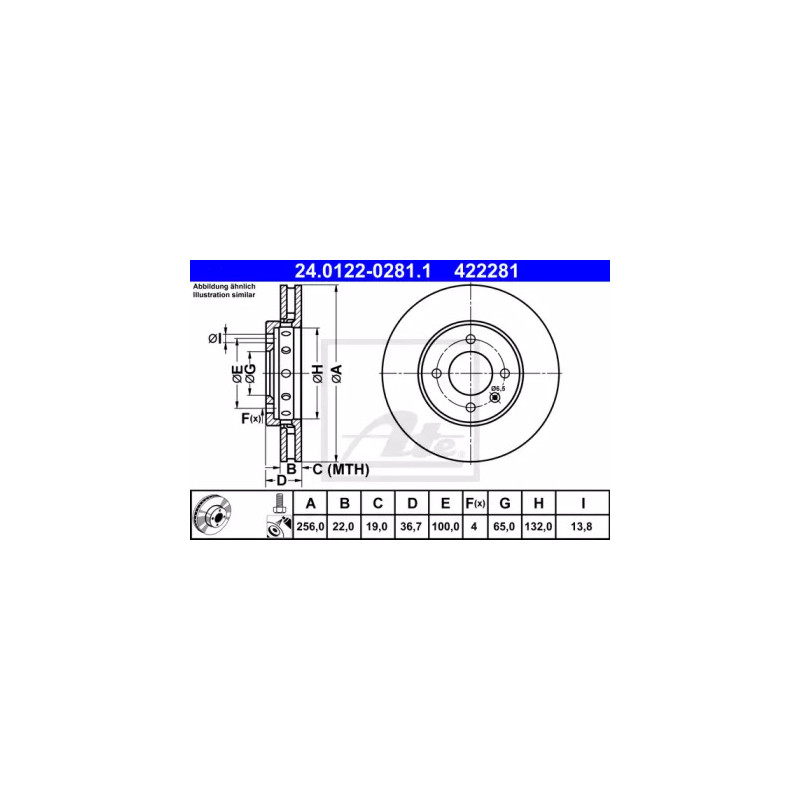 Stabdžių diskas  ATE 24.0122-0281.1