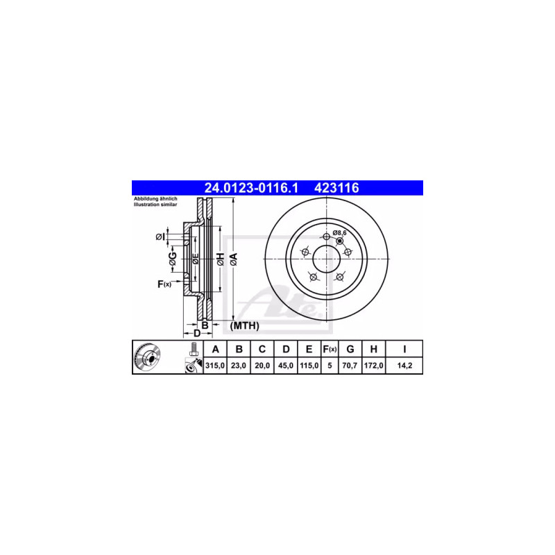 Stabdžių diskas  ATE 24.0123-0116.1