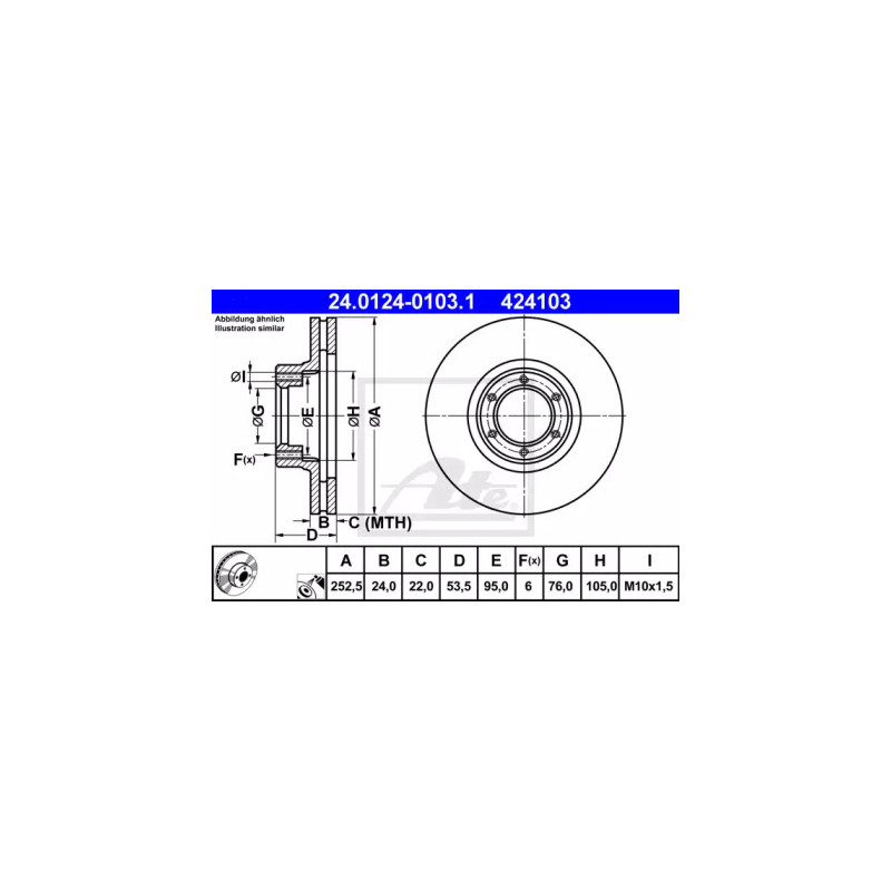 Stabdžių diskas  ATE 24.0124-0103.1