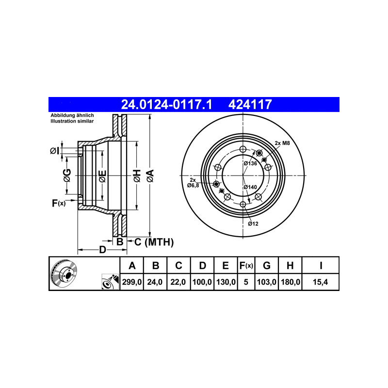 Stabdžių diskas  ATE 24.0124-0117.1