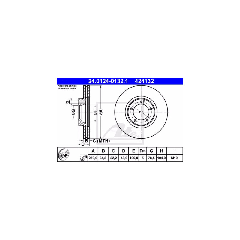 Stabdžių diskas  ATE 24.0124-0132.1