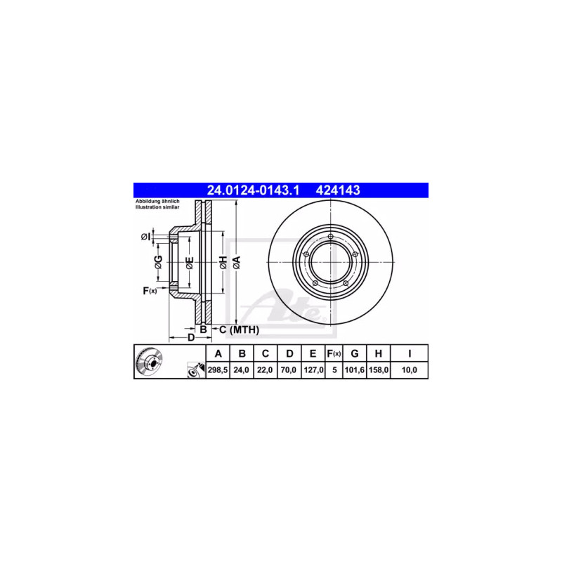 Stabdžių diskas  ATE 24.0124-0143.1