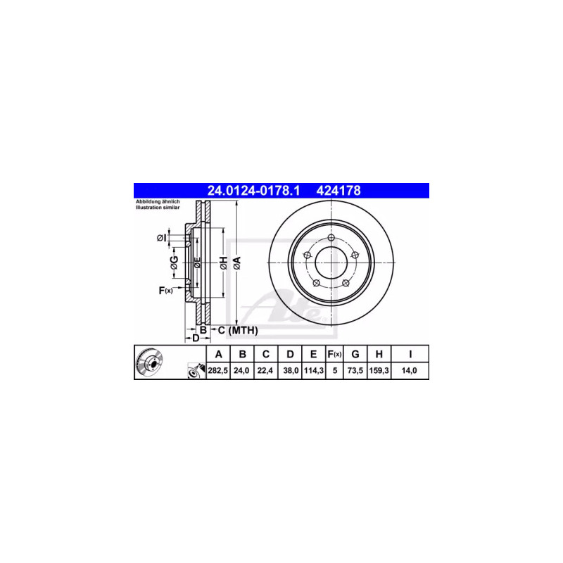 Stabdžių diskas  ATE 24.0124-0178.1