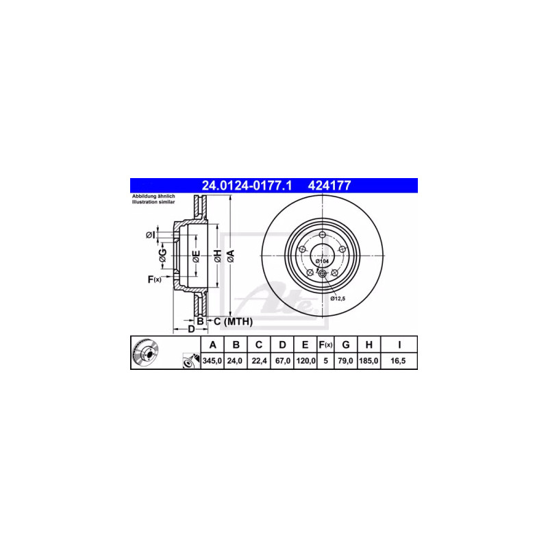 Stabdžių diskas  ATE 24.0124-0177.1