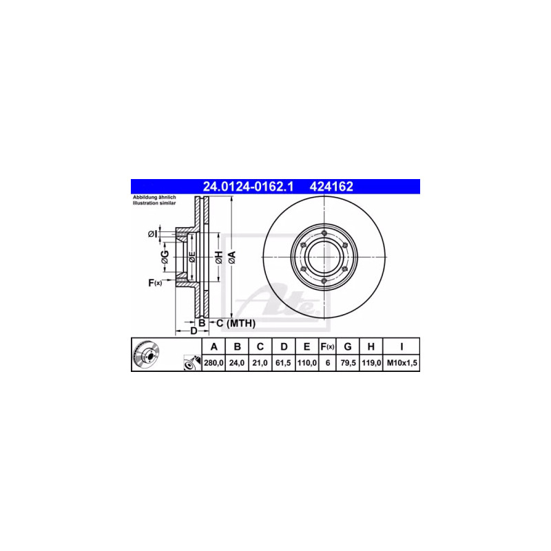 Stabdžių diskas  ATE 24.0124-0162.1